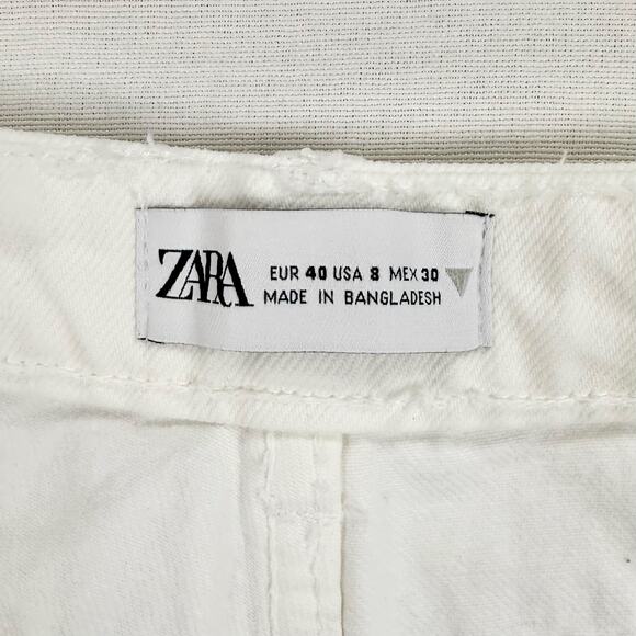 Zara Women's High Waist Button Fly Straight Leg Jean Size 8 White - Picture 5 of 13